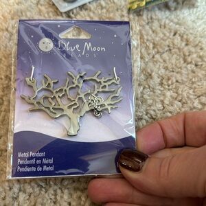 - Blue Moon Beads pendant metal tree with bird